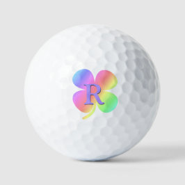 Kleurrijke Lucky Four Leaf Clovers monogram Golfballen
