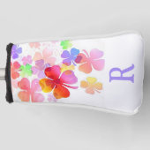 Kleurrijke Lucky Four Leaf Clovers monogram Golfheadcover (Voorkant)