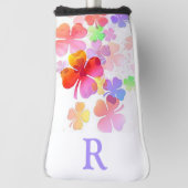 Kleurrijke Lucky Four Leaf Clovers monogram Golfheadcover (Draai 90)
