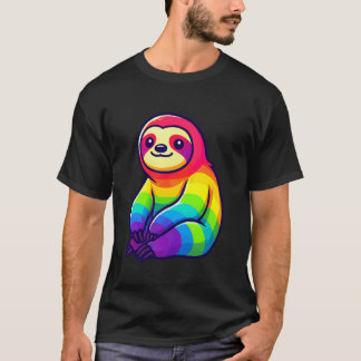 Kleurrijke Luiaard Kunst in Regenboogkleuren T-shirt