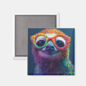 Kleurrijke Luiaard Leuke Illustratie met Brillen Magneet (Voorkant / Achterkant)