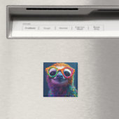 Kleurrijke Luiaard Leuke Illustratie met Brillen Magneet (Insitu (Vaatwasser))