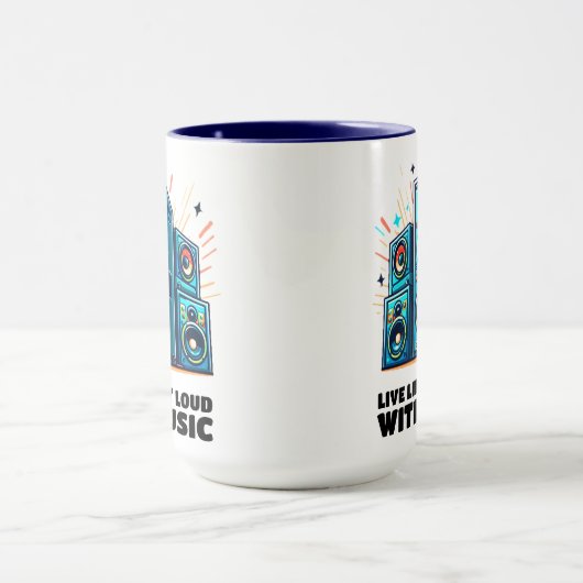 Kleurrijke luidsprekers leven hardop met muziek mok (Midden)