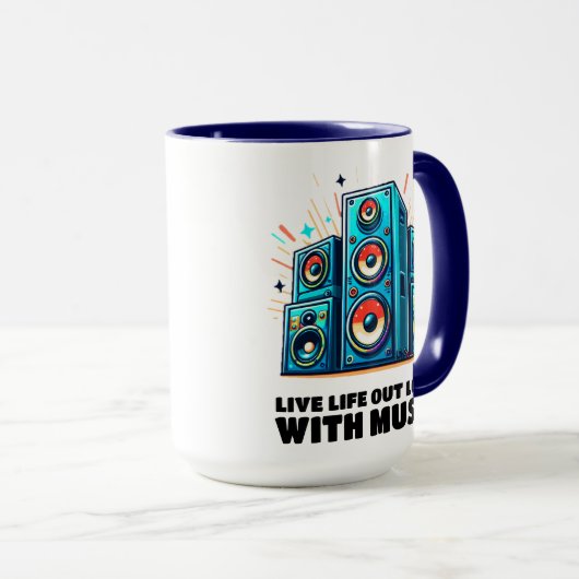Kleurrijke luidsprekers leven hardop met muziek mok (Voorkant rechts)
