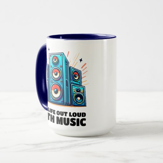 Kleurrijke luidsprekers leven hardop met muziek mok (Voorkant links)