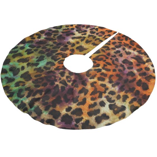 Kleurrijke luipaard: Abstracte  textuur Kerstboom Rok (Gekanteld)