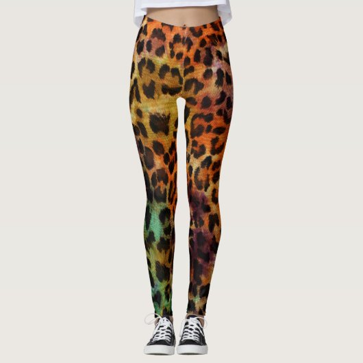 Kleurrijke luipaard: Abstracte textuur Leggings (Voorkant)