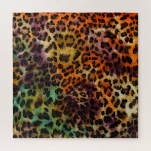 Kleurrijke luipaard: Abstracte textuur Legpuzzel