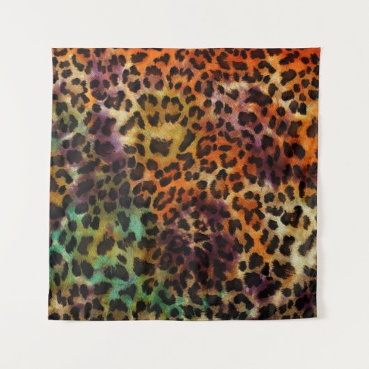 Kleurrijke luipaard: Abstracte textuur Wandkleed (Voorkant)