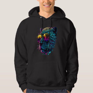 Kleurrijke luipaard die een grafische bril dragen hoodie
