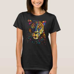 Kleurrijke luipaard gezicht Jaguar dier grote katt T-shirt