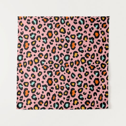 Kleurrijke luipaard: Mode  patroon Wandkleed (Voorkant)
