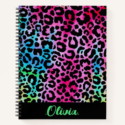 Kleurrijke luipaard Patroon Neon Vrouwelijk Notitieboek (Voorkant)