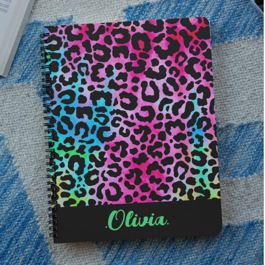 Kleurrijke luipaard Patroon Neon Vrouwelijk Notitieboek