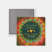 Kleurrijke  Luister Quote Inspirerend harten Magneet (Voorkant / Achterkant)