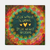 Kleurrijke  Luister Quote Inspirerend harten Magneet (Voorkant)