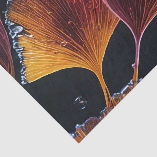 Kleurrijke Luminogram Ginkgo Bladeren Decoupage / Tissuepapier (Detail)