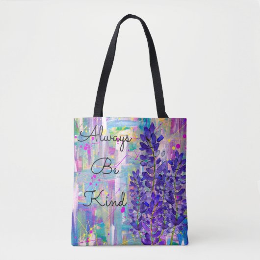 Kleurrijke Lupinebloemen met Woorden Canvas tas (Voorkant)