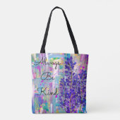 Kleurrijke Lupinebloemen met Woorden Canvas tas (Achterkant)