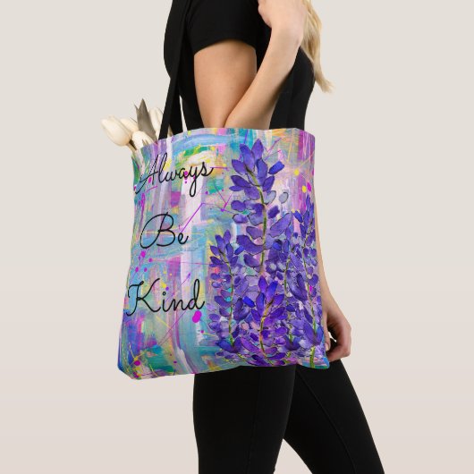 Kleurrijke Lupinebloemen met Woorden Canvas tas (Dichtbij)