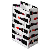 Kleurrijke Lux Lipstick Make-up Cosmetica Patroon Klein Cadeauzakje (Voorkant Gekanteld)