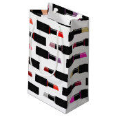 Kleurrijke Lux Lipstick Make-up Cosmetica Patroon Klein Cadeauzakje (Achterkant Gekanteld)
