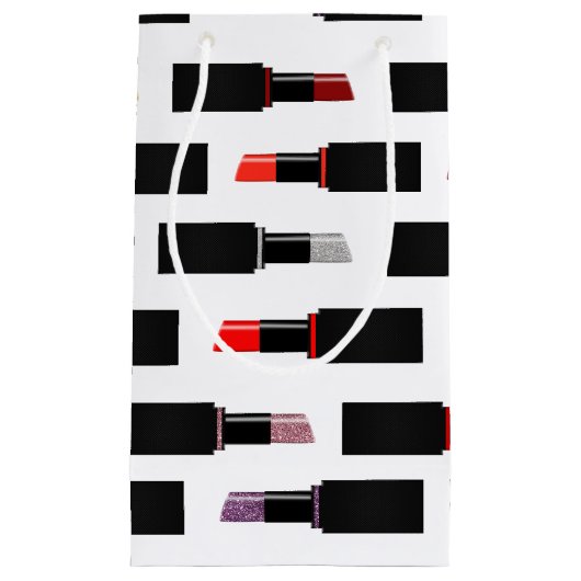 Kleurrijke Lux Lipstick Make-up Cosmetica Patroon Klein Cadeauzakje (Voorkant)