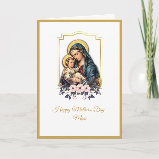 Kleurrijke Maagd Maria met Baby Jesus Moederdag Kaart (Voorkant)