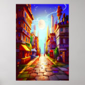 kleurrijke maan aan de hemel | AI Art Poster (Voorkant)