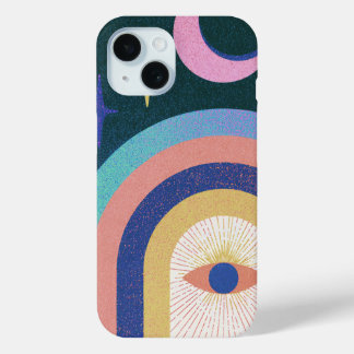 Kleurrijke Maan Oog Boog Symbool Kunst iPhone 15 Case