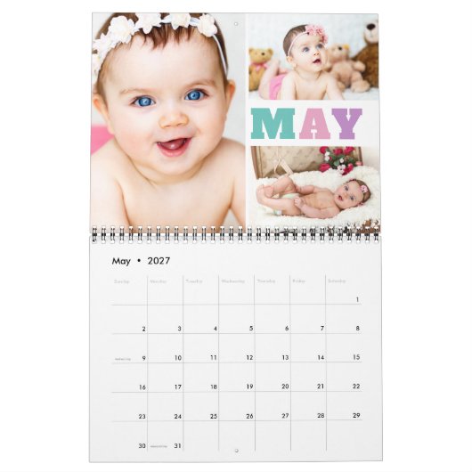 Kleurrijke Maand Afkortingen Fotocollage Kalender (Mei 2027)
