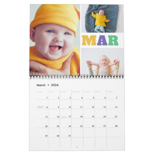 Kleurrijke Maand Afkortingen Fotocollage Kalender (Mar 2026)