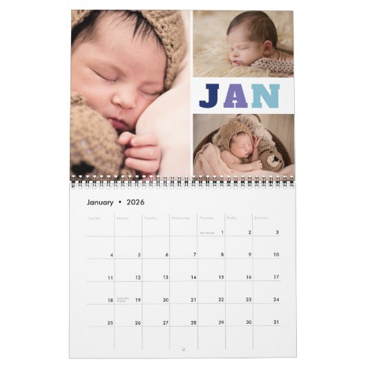 Kleurrijke Maand Afkortingen Fotocollage Kalender (Jan 2026)