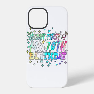 kleurrijke maar eerst mijn 70e verjaardag strepen iPhone 12 pro hoesje