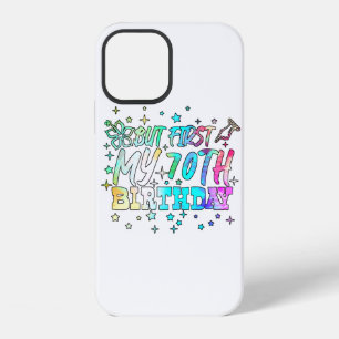 kleurrijke maar eerst mijn 70ste verjaardag strepe iPhone 12 hoesje
