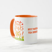 Kleurrijke MAAR EERSTE MATCHA Fun Latte Drinker Mok (Voorkant links)