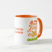 Kleurrijke MAAR EERSTE MATCHA Fun Latte Drinker Mok (Voorkant rechts)