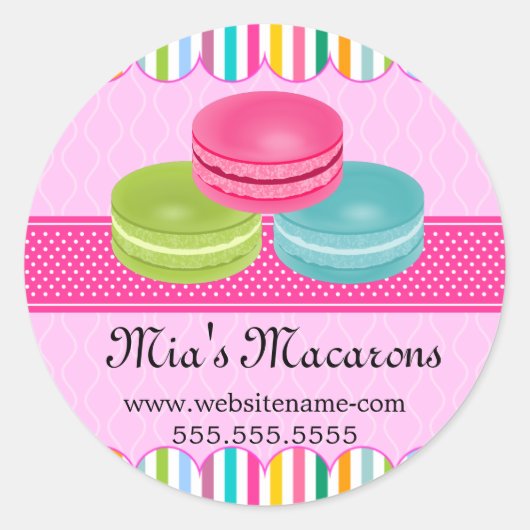 Kleurrijke Macaron Bakery Box zegels (Voorkant)