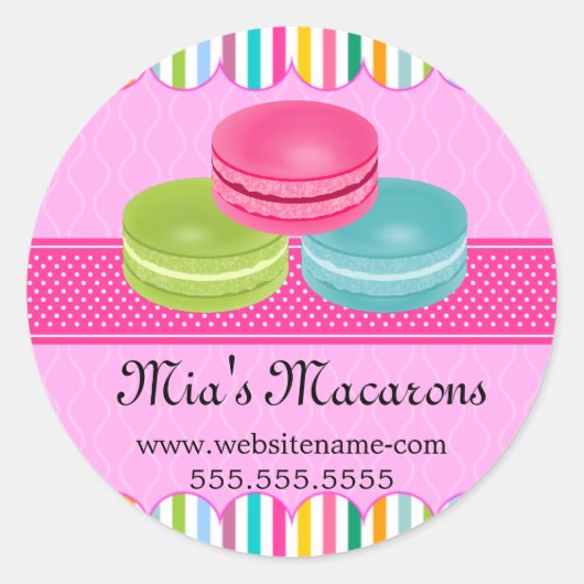 Kleurrijke Macaron Bakery Box zegels (Voorkant)