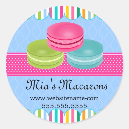 Kleurrijke Macaron Bakery Box zegels (Voorkant)