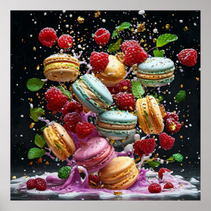 Kleurrijke Macaron Spetterende Dessert Keuken Deco Poster