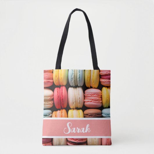 Kleurrijke Macarons Bakkerij Individuele naam Tote Bag (Voorkant)