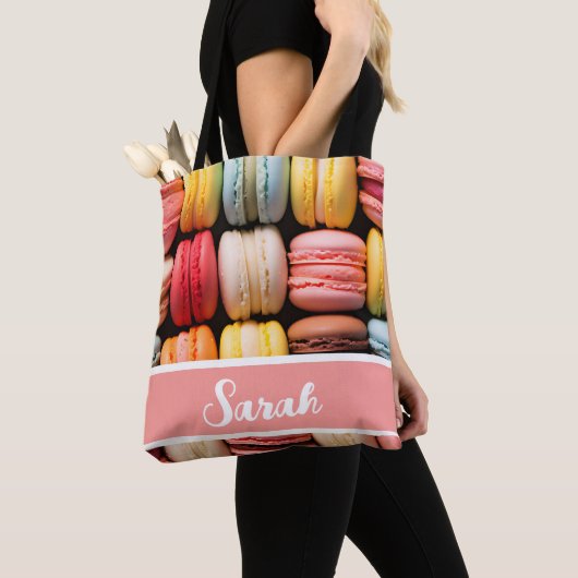 Kleurrijke Macarons Bakkerij Individuele naam Tote Bag (Dichtbij)