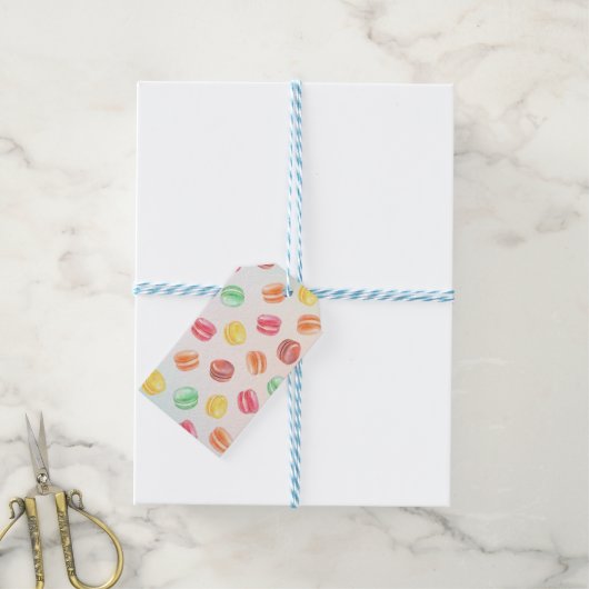 Kleurrijke Macarons Cadeaulabel (Met Touw)