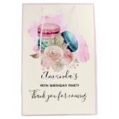 Kleurrijke Macarons en Bloemen Waterverf Bedankt Medium Cadeauzakje (Voorkant)