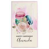 Kleurrijke Macarons en Bloemen Waterverf Verjaarda Klein Cadeauzakje (Achterkant)