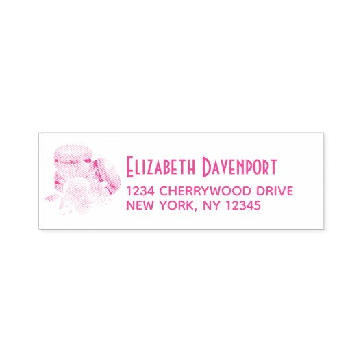 Kleurrijke Macarons en Bloemen Zoete Dessert Zelfinktende Stempel (Design)