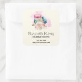 Kleurrijke Macarons en Flowers Waterverf Business Vierkante Sticker (Tas)