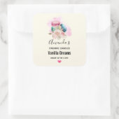 Kleurrijke Macarons en Flowers Waterverf Candle Vierkante Sticker (Tas)