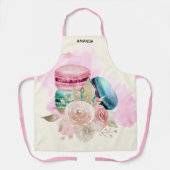 Kleurrijke Macarons en Flowers Waterverf Schort (Voorkant)